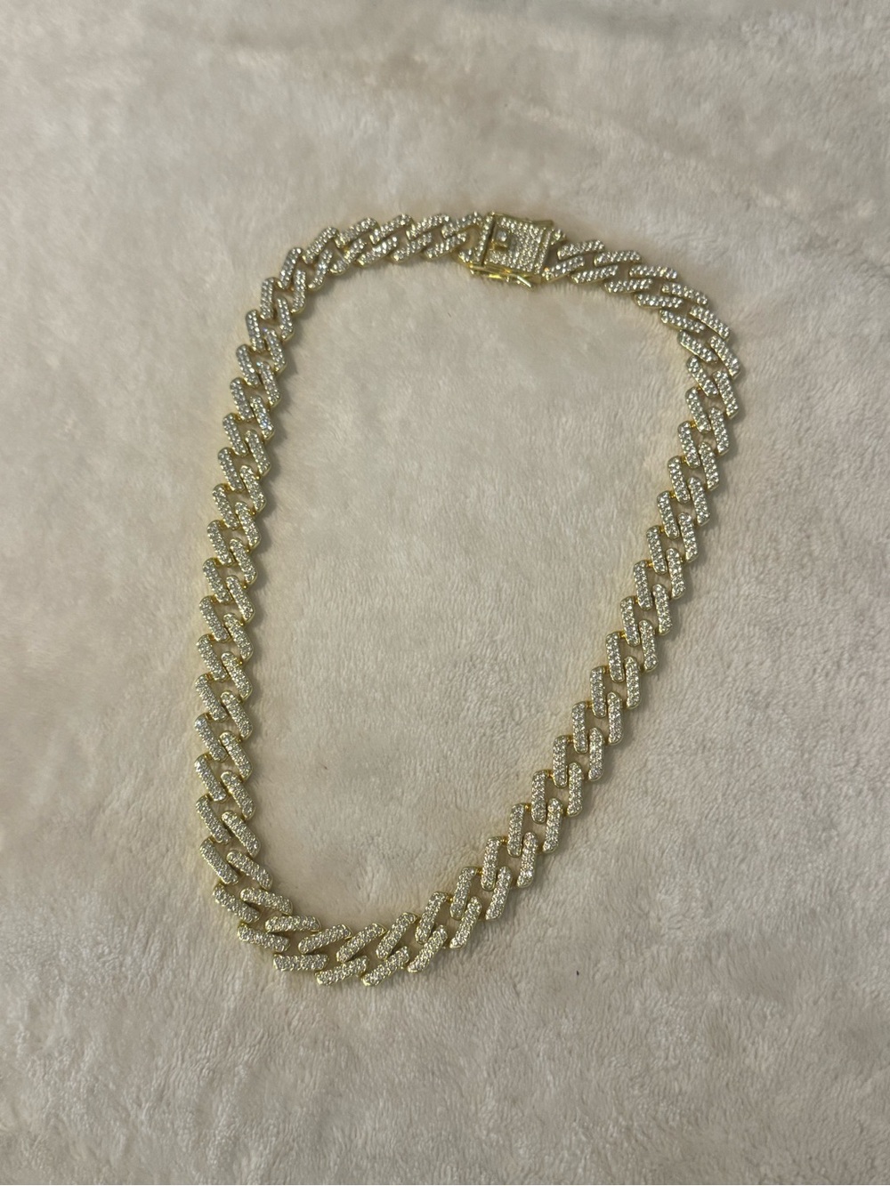Gold Crystal Cuban Link Necklace